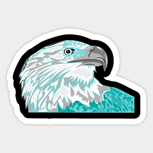 Psychedelic LInework Eagle Sticker by slippery slope creations
